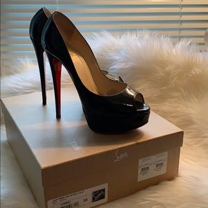 Christian Louboutin Black Patent 150 “Lady Peep”